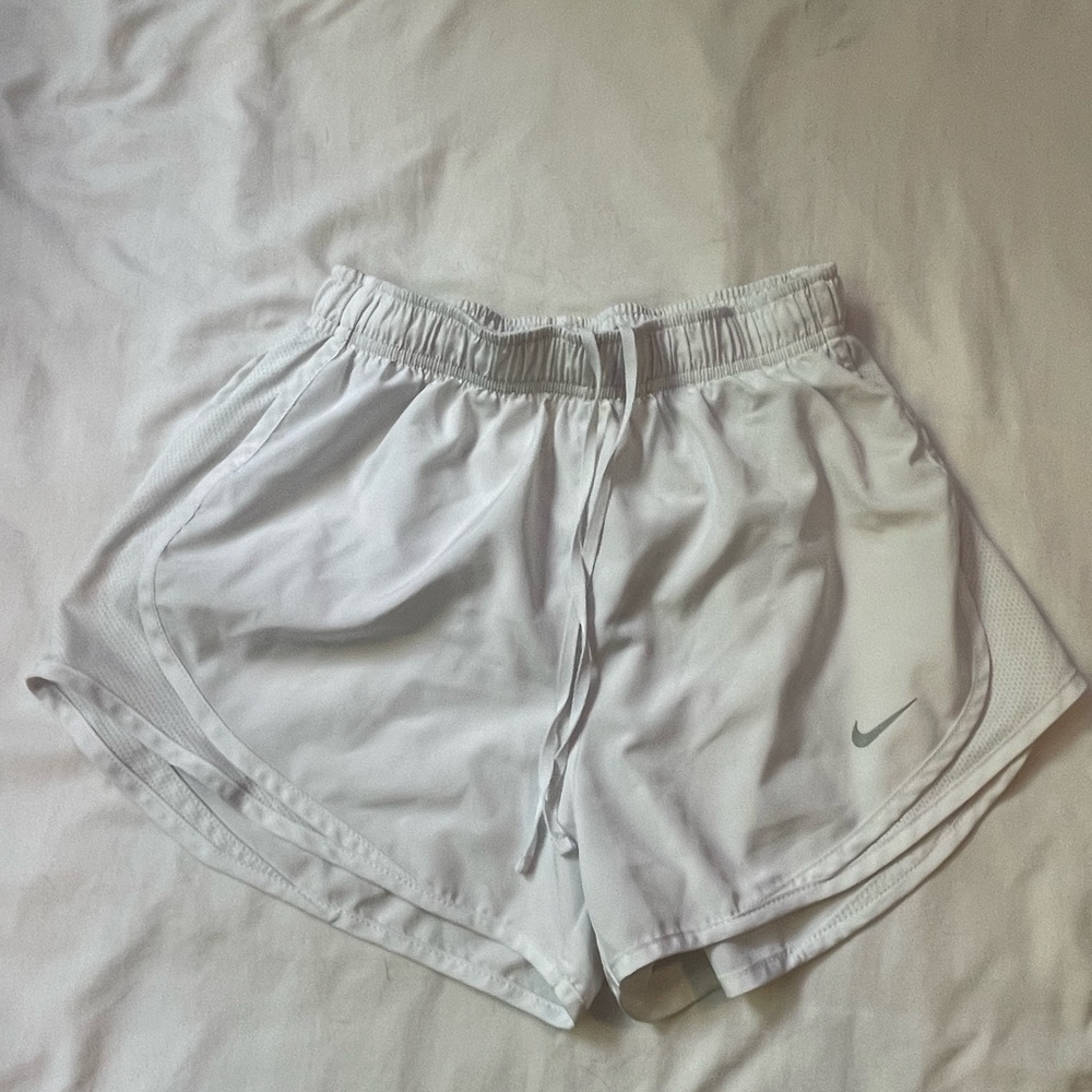 all white nike dri fit shorts